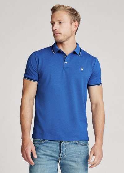 Polos Polo Ralph Lauren Hombre Azules - Custom Slim Stretch Mesh - CZUHL6052